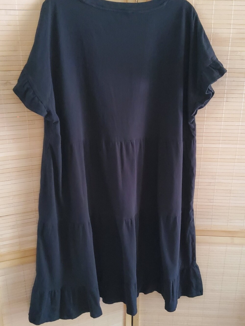 J. Crew Black Short-Sleeve Tiered Tunic Dress
